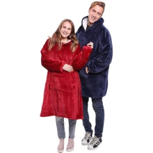 Lazy Pullover Fleece Jacket Couple Homewear Hooded Cold Warm Nightgown - ShopShipShake