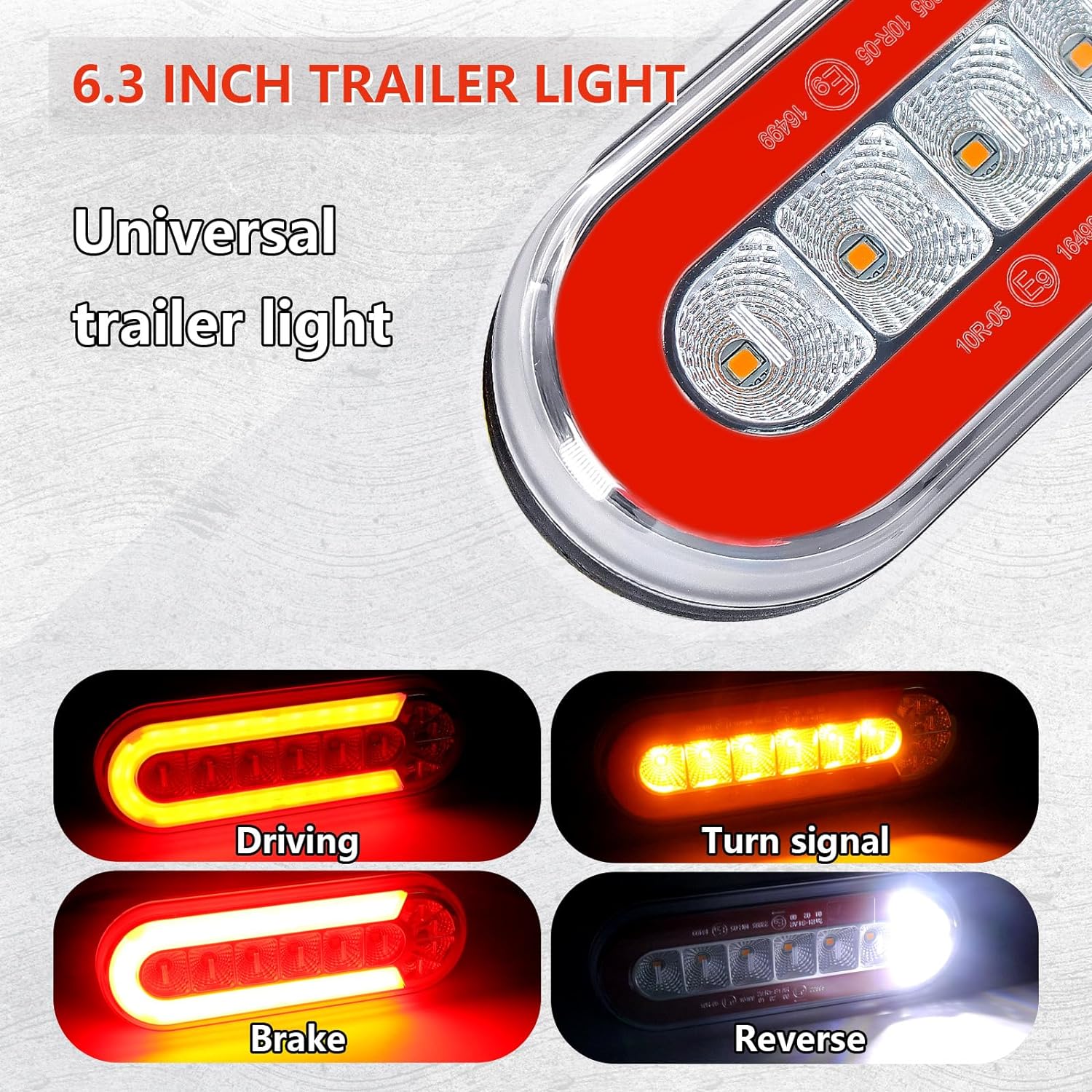 Agrieyes 6 Inch Trailer Tail Lights, Oval Utility Trailer Light, Boat Trailer Lights Led Submersible Kit with Brake, Turning Signal, Reverse Light, DOT Compliant