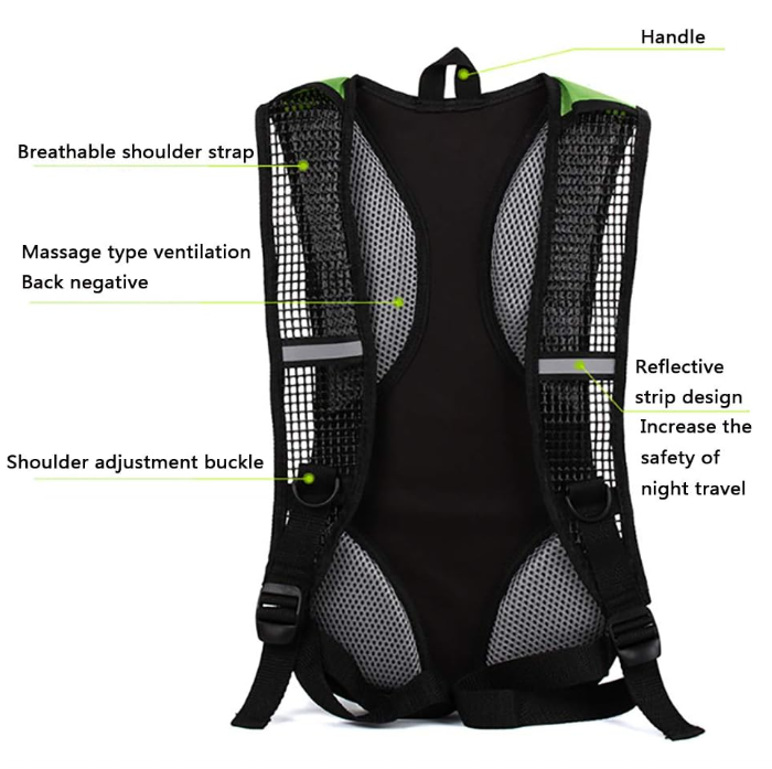 Tactical Hydration Backpack, Black Set, Equipped With 2.0L Bladder For Hiking, Biking, Running, Walking And Climbing